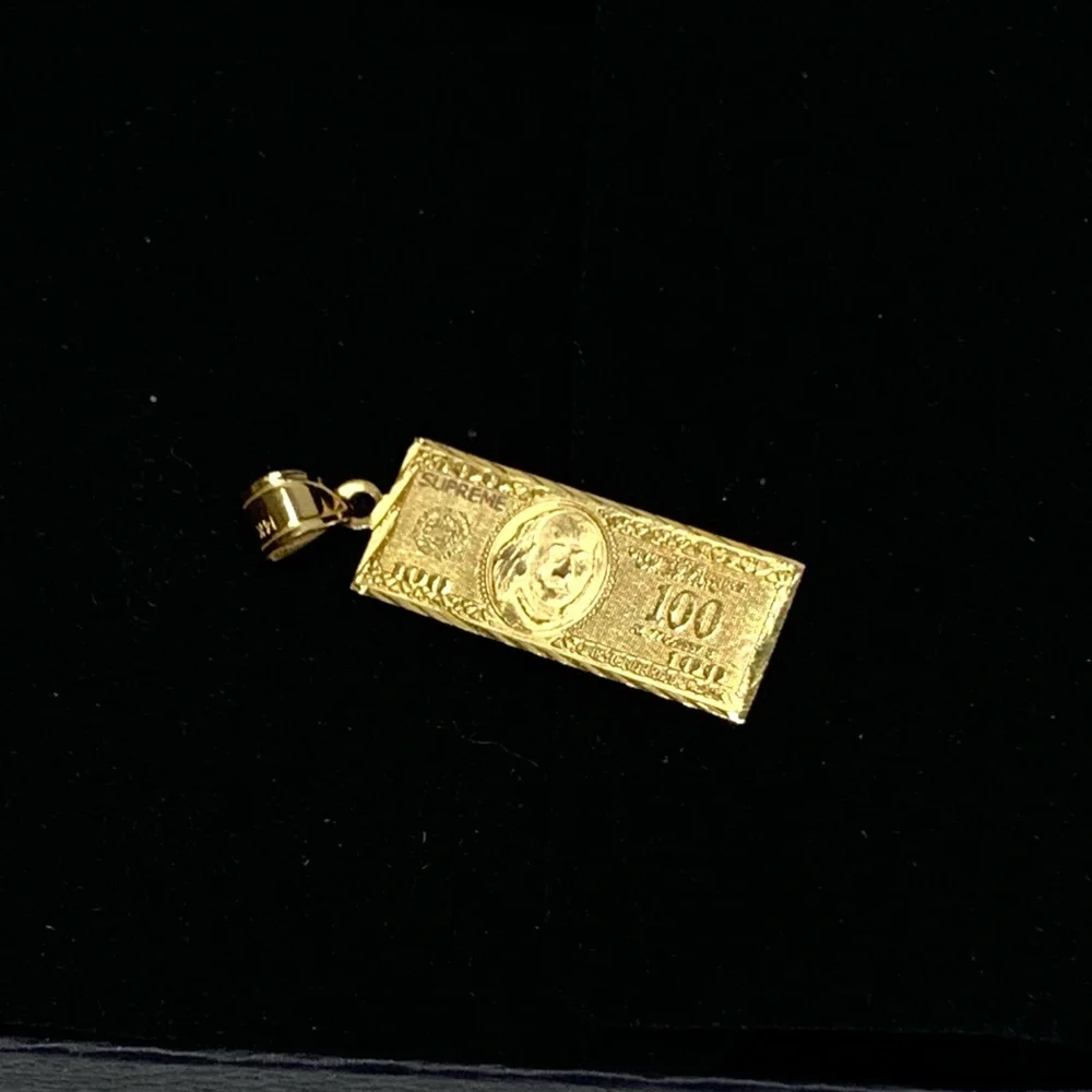 Authentic SUPREME 14K Solid Gold $100 Bill Dollar Pendant